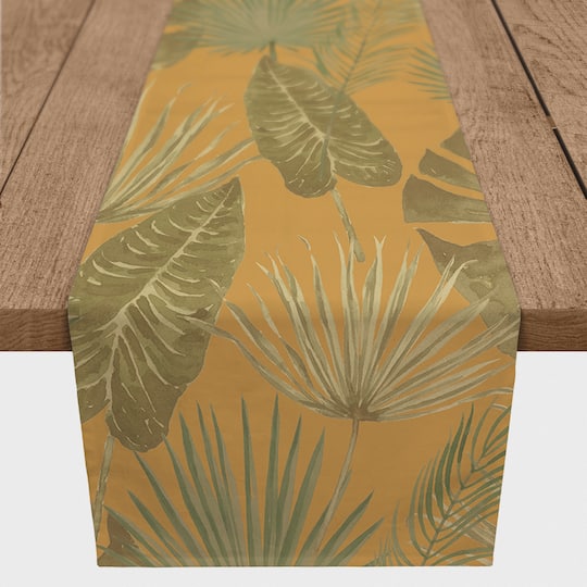 72" Tropical Palm Cotton Twill Runner